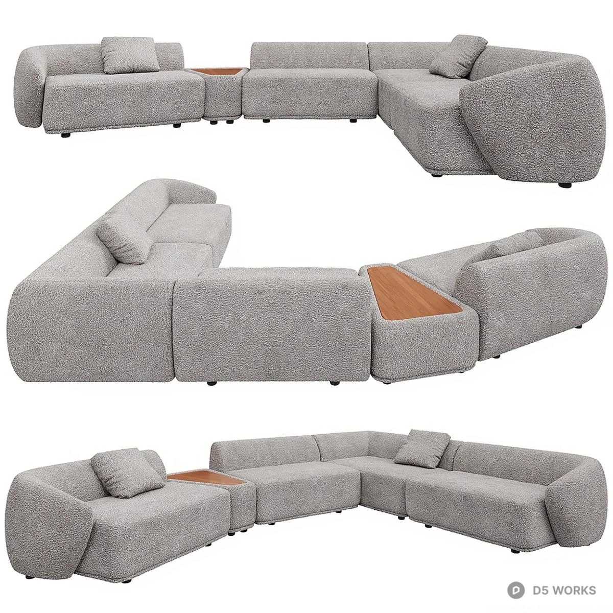 Textured Modular Sectional Sofa 3d model thumbnail 2
