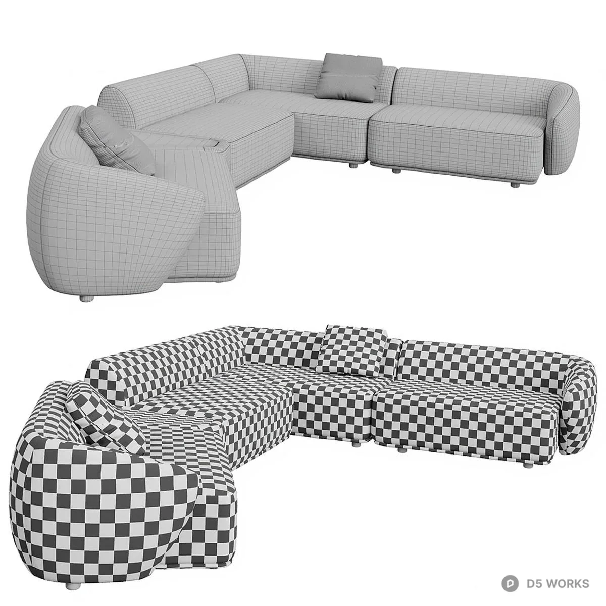Textured Modular Sectional Sofa 3d model thumbnail 5