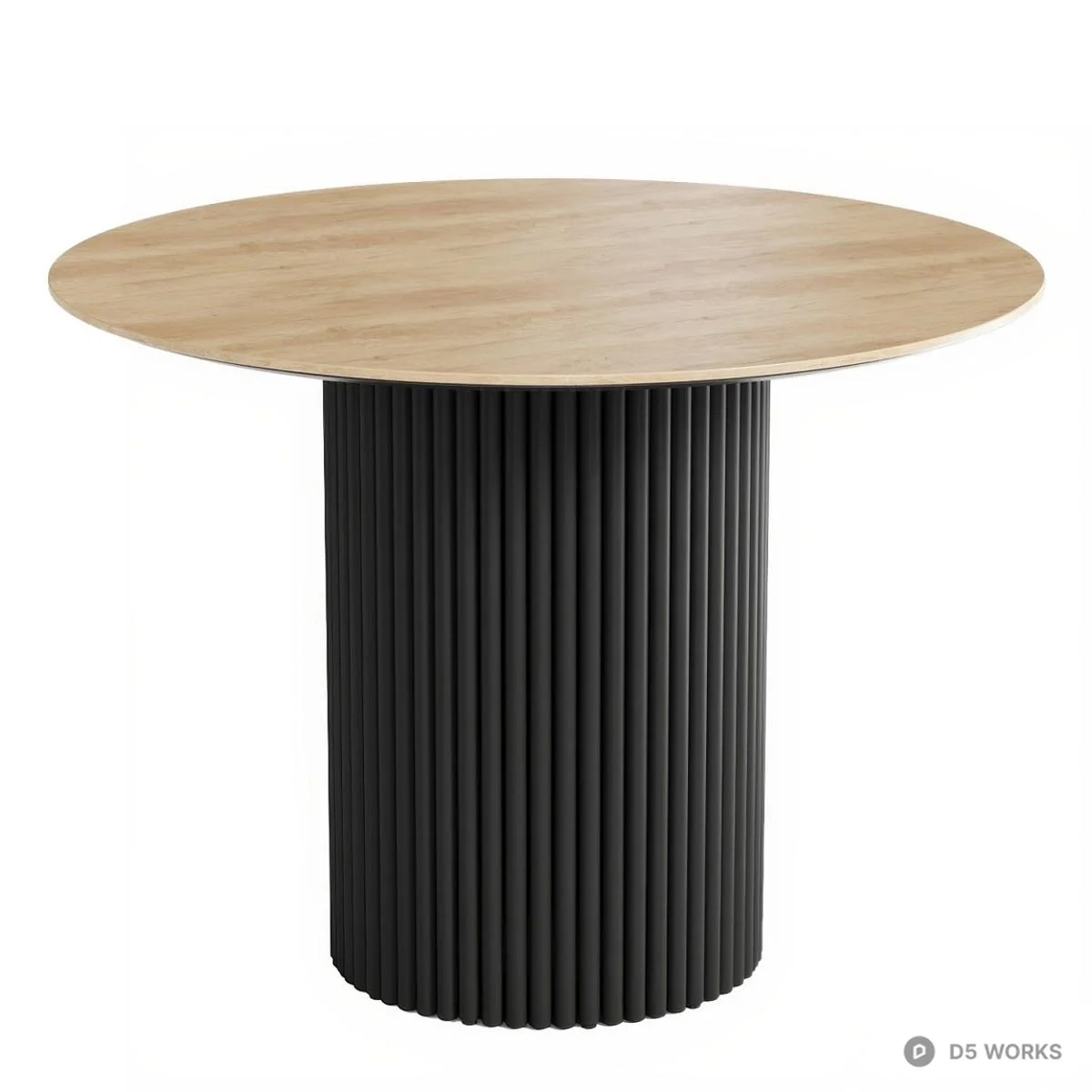 Fluted Base Dining Table With Wood Top 3d model thumbnail 3