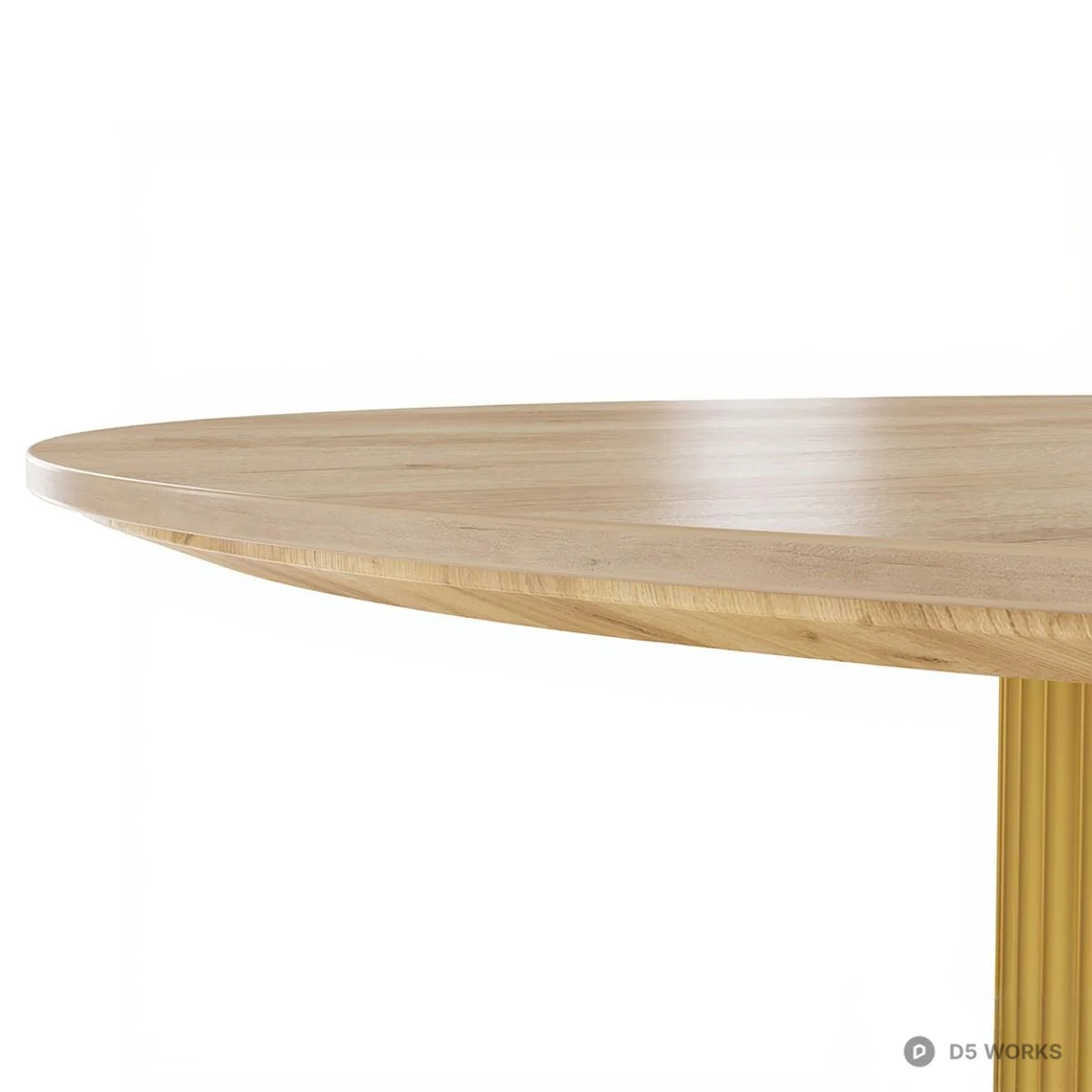 Fluted Base Dining Table With Wood Top 3d model thumbnail 6
