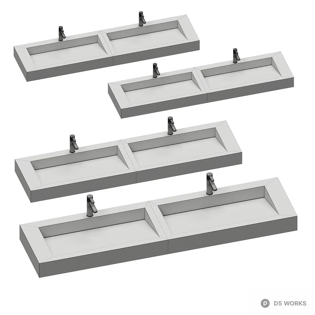 Dual Basin Vanity Sink 3d model thumbnail 2