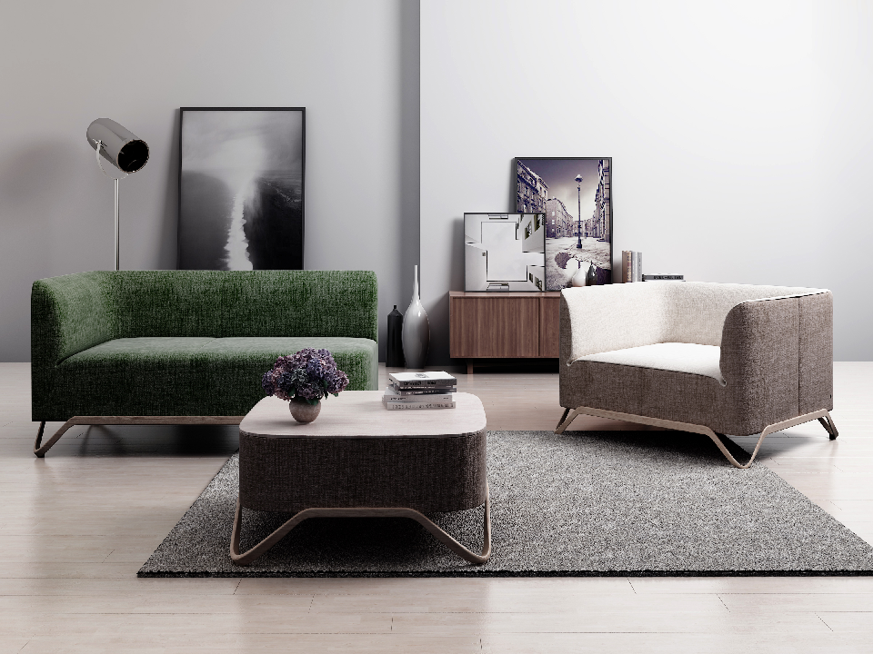 Modern Sofa & Side Table Set