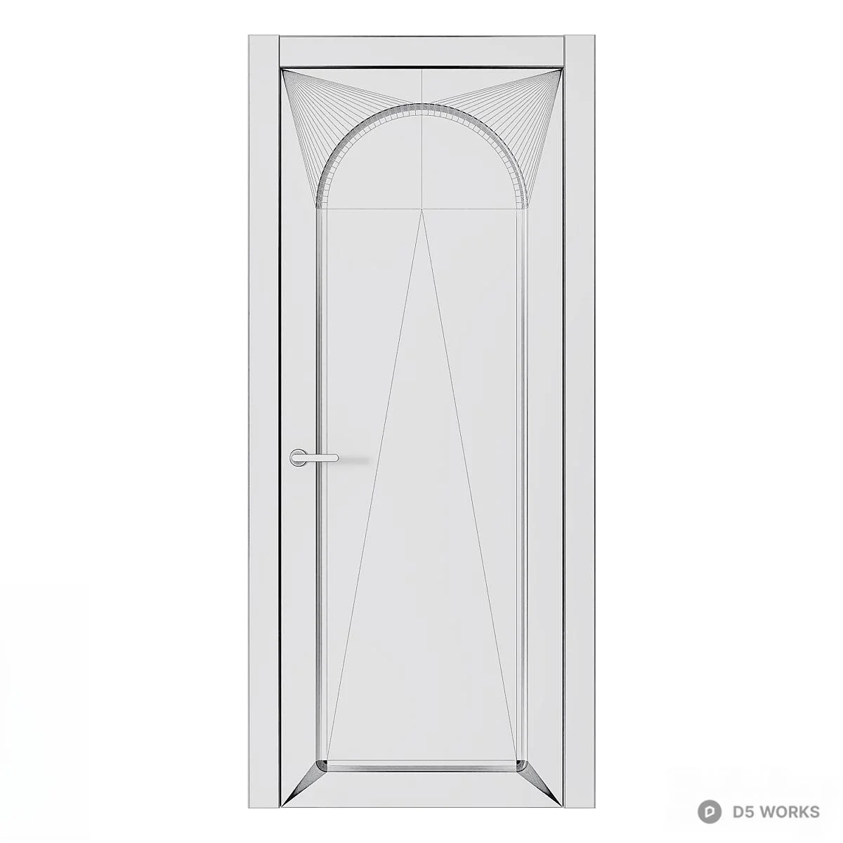 Minimalist Arched Panel Single Door 3d model thumbnail 4