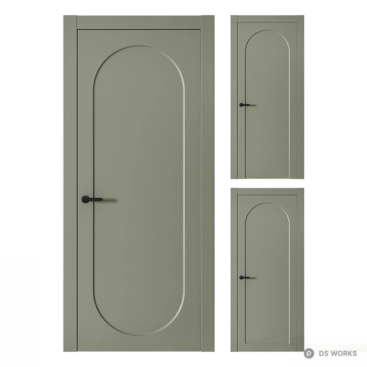Minimalist Arched Panel Single Door 3d model - Image 1