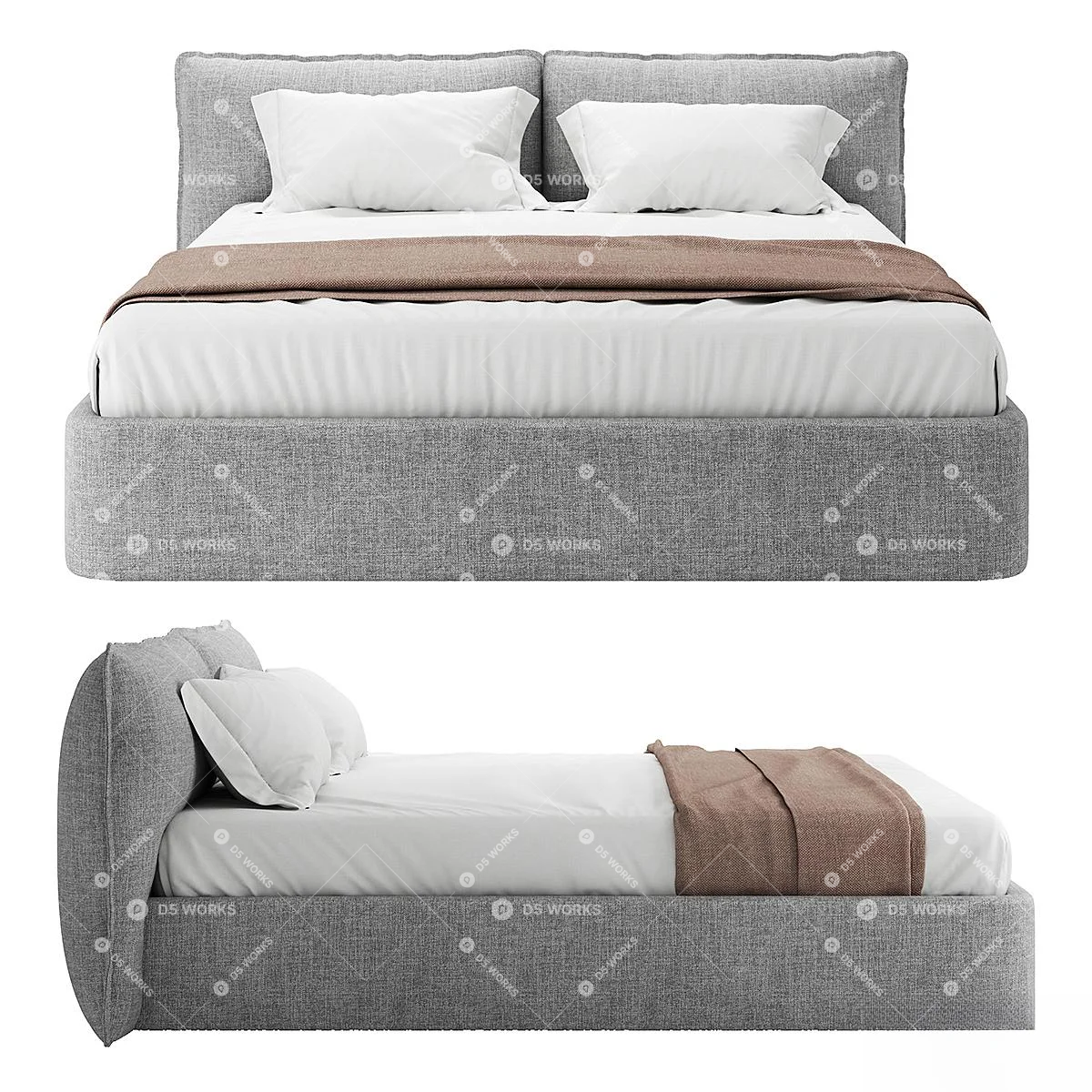 Modern Double Bed 3d model thumbnail 2