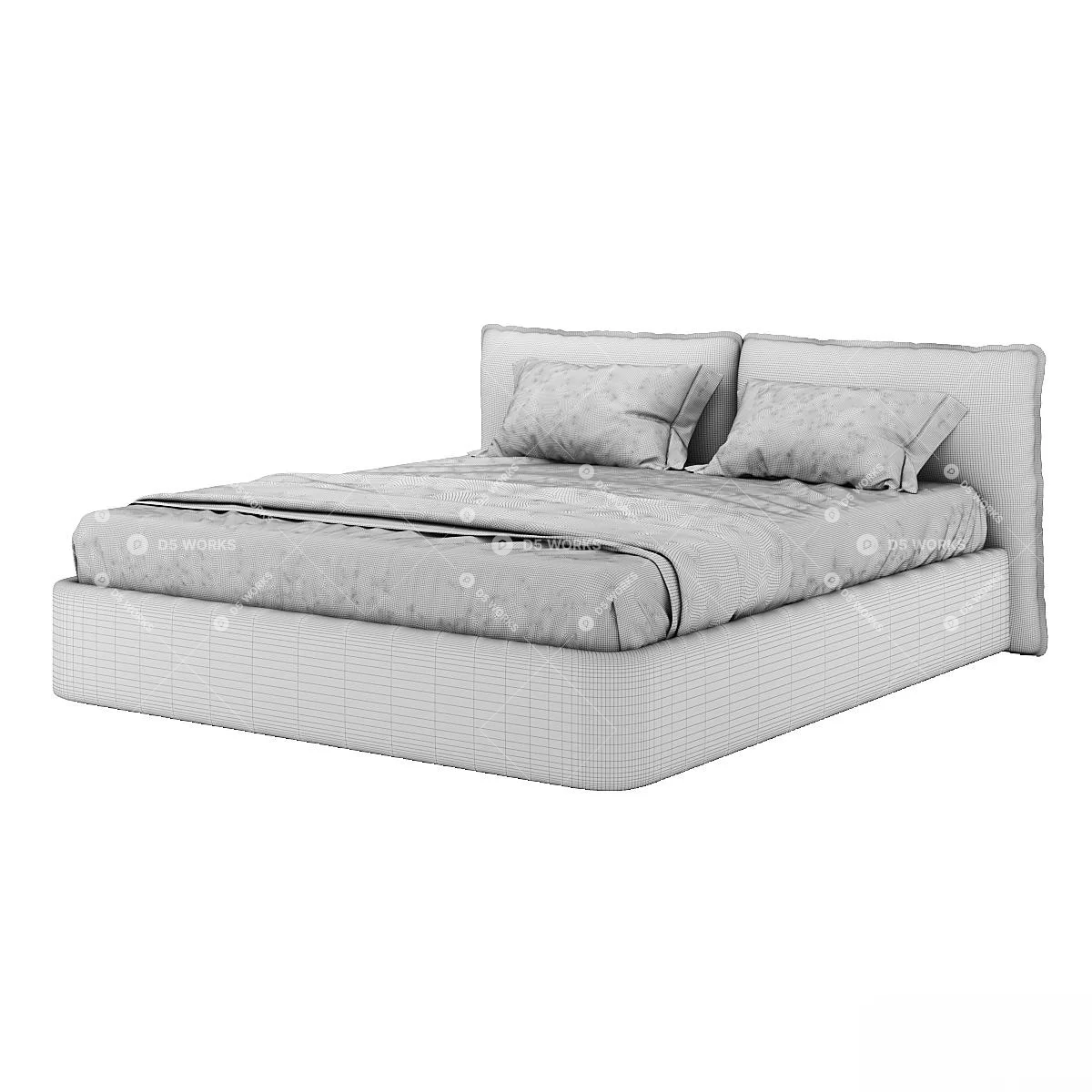 Modern Double Bed 3d model thumbnail 4