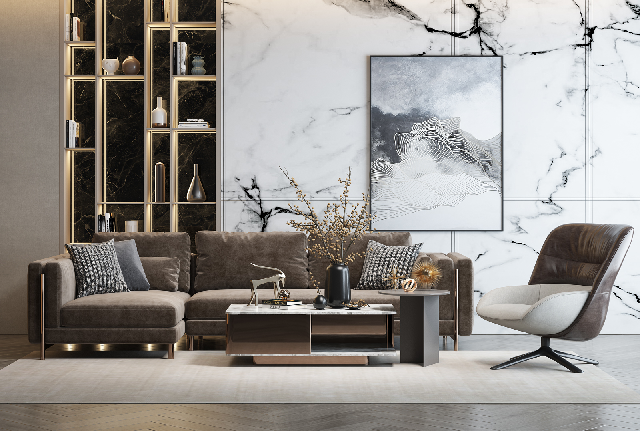 Modern Sofa & Side Table Set