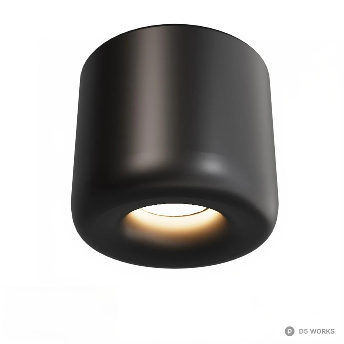 Matte Black Cylindrical Recessed Downlight 3d model - Image 1