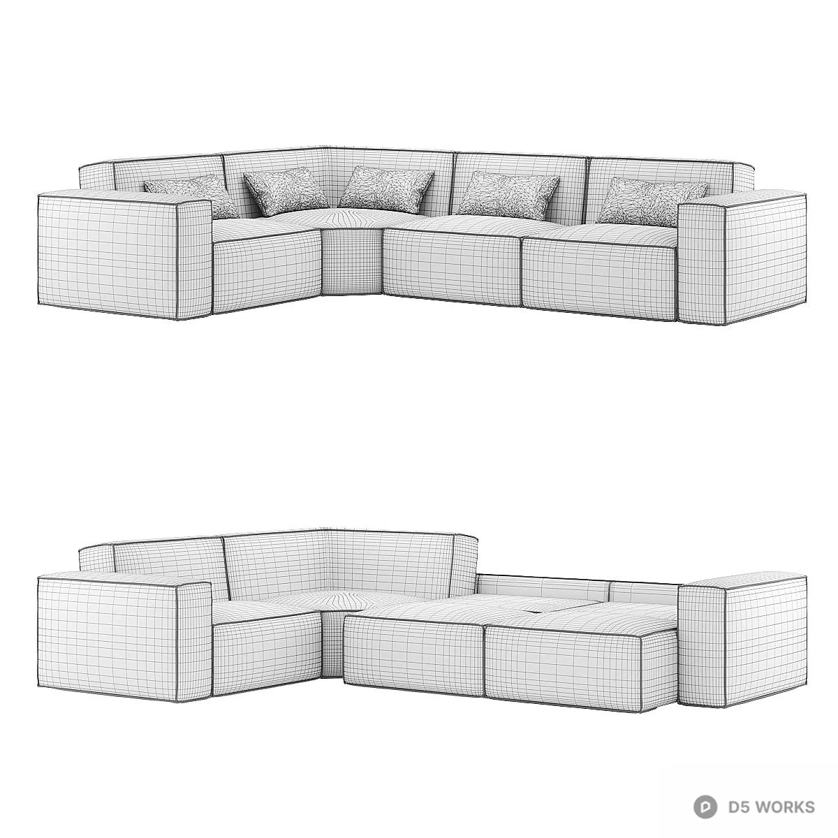 Modular Sectional Sofa With Minimalist Design 3d model thumbnail 5