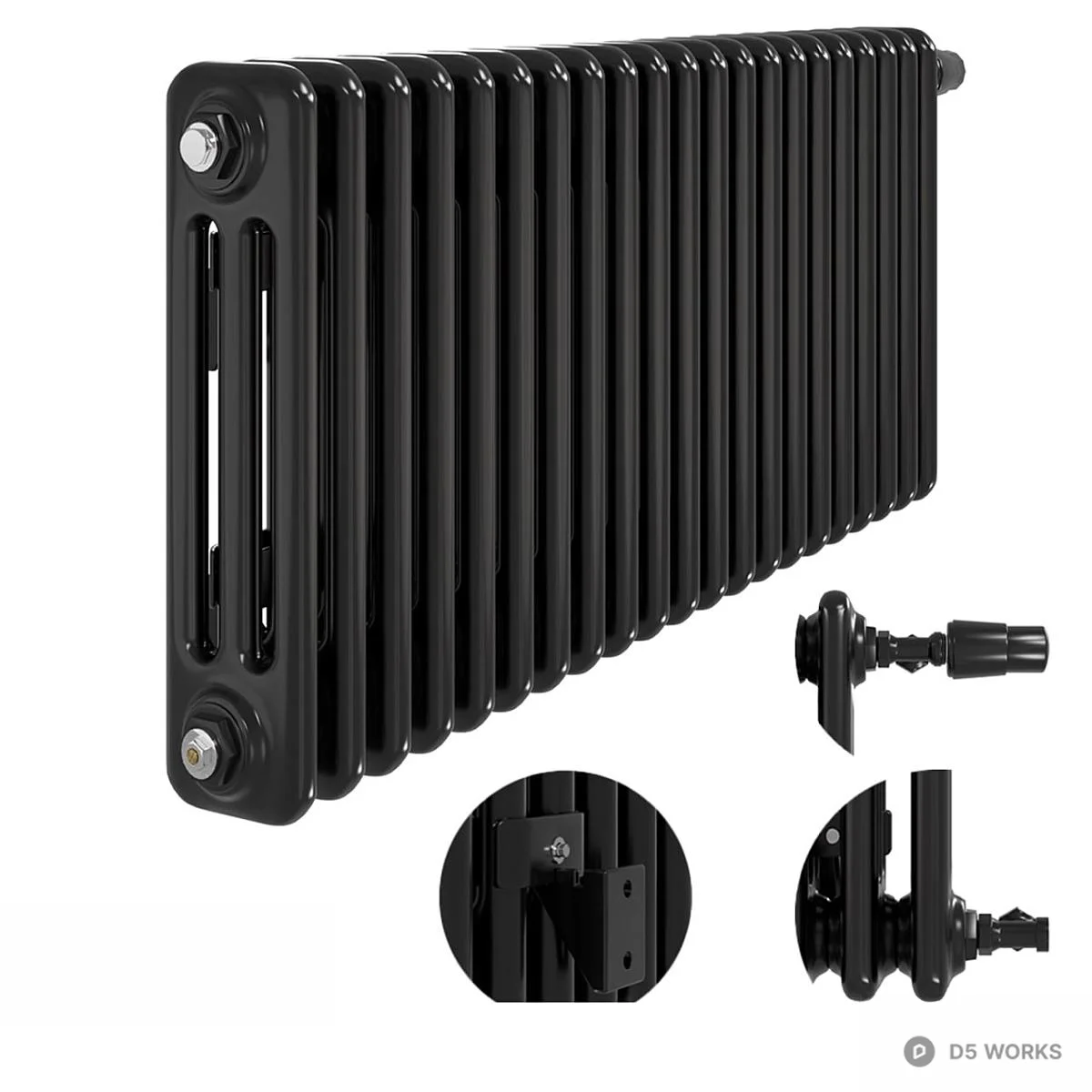 Classic Column Radiator Heater 3d model thumbnail 2
