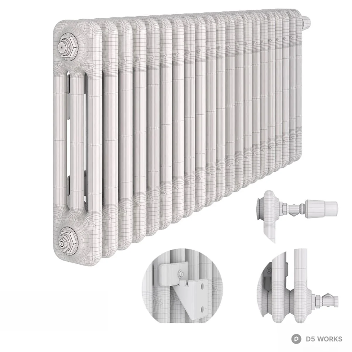 Classic Column Radiator Heater 3d model thumbnail 3