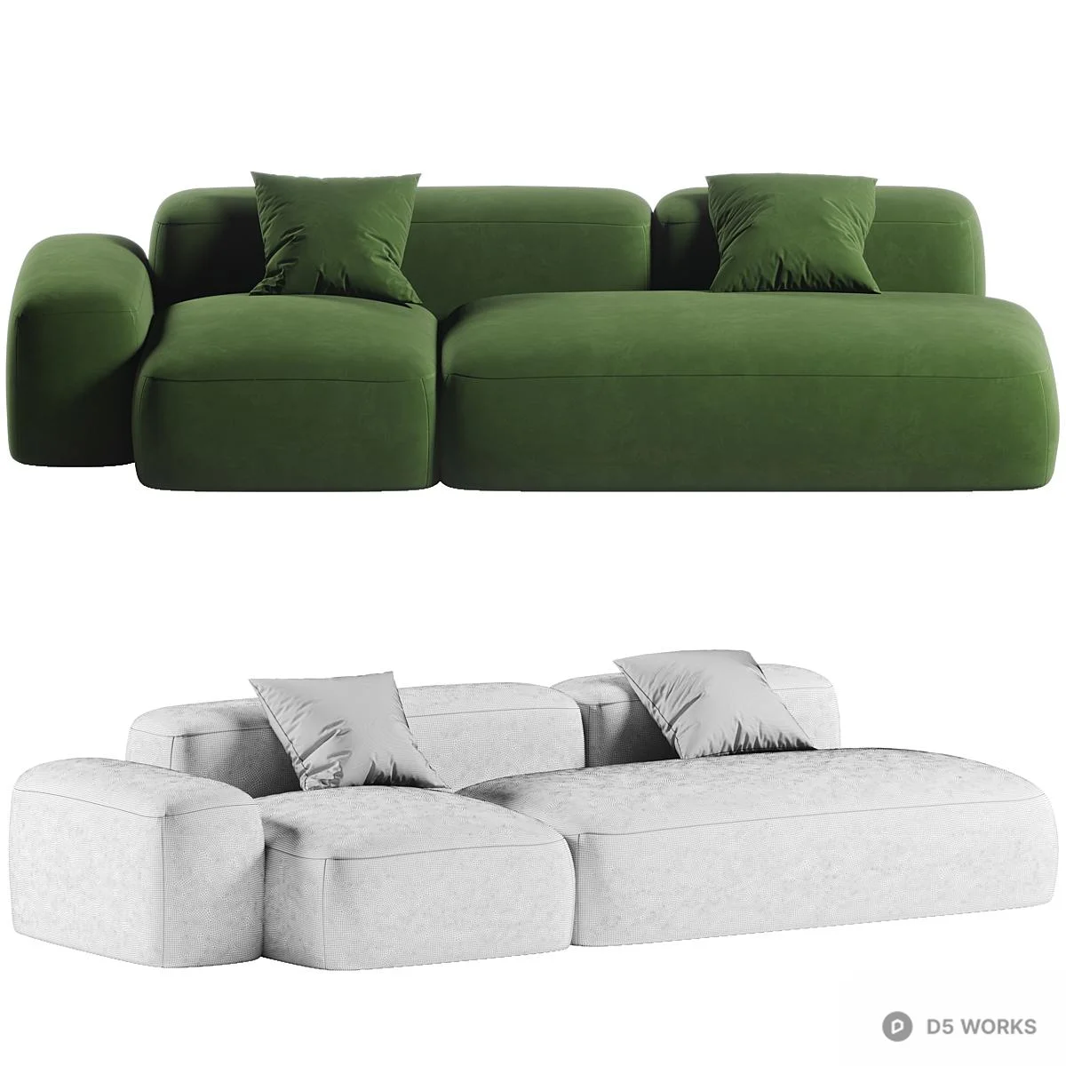 Modular Velvet Multi Seat Sofa 3d model thumbnail 3