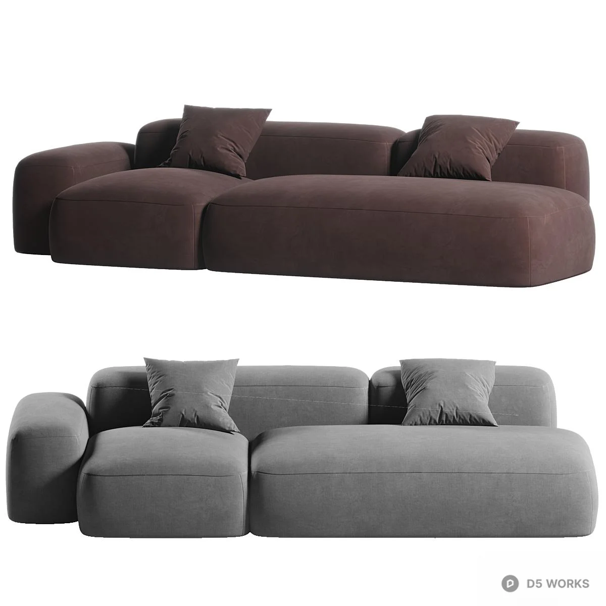 Modular Velvet Multi Seat Sofa 3d model thumbnail 2