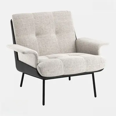 Tufted Fabric Armchair With Black Metal Frame 3d model