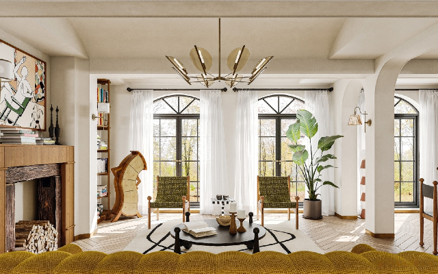 Mid-Century Modern Living & Dining Room