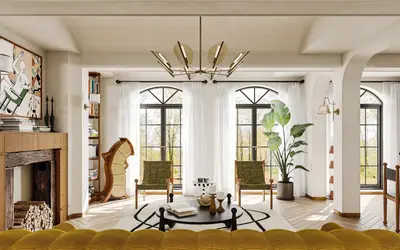 Mid Century Modern Living Dining Space 3d model
