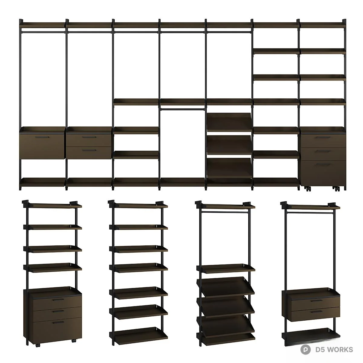 Modern Modular Shelving Unit 3d model thumbnail 2