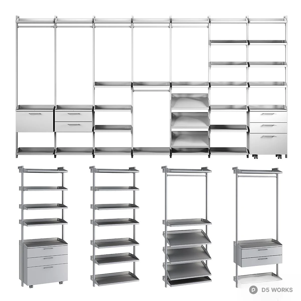 Modern Modular Shelving Unit 3d model thumbnail 3