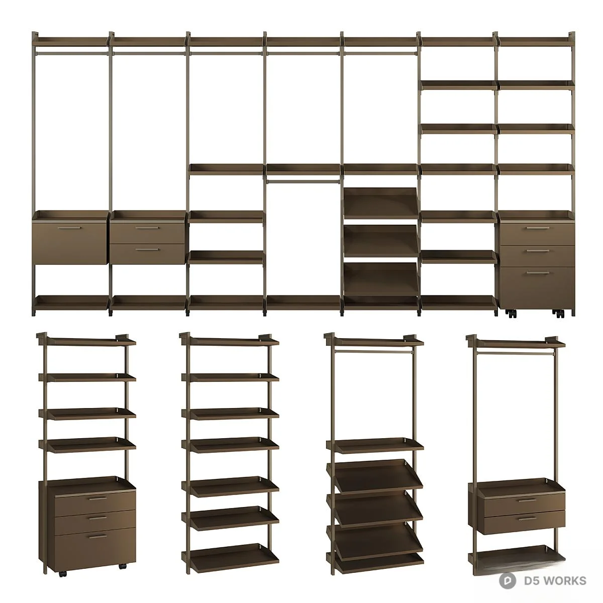Modern Modular Shelving Unit 3d model - Image 1