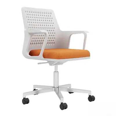 Perforated Back Office Chair With Orange Cushion 3d model