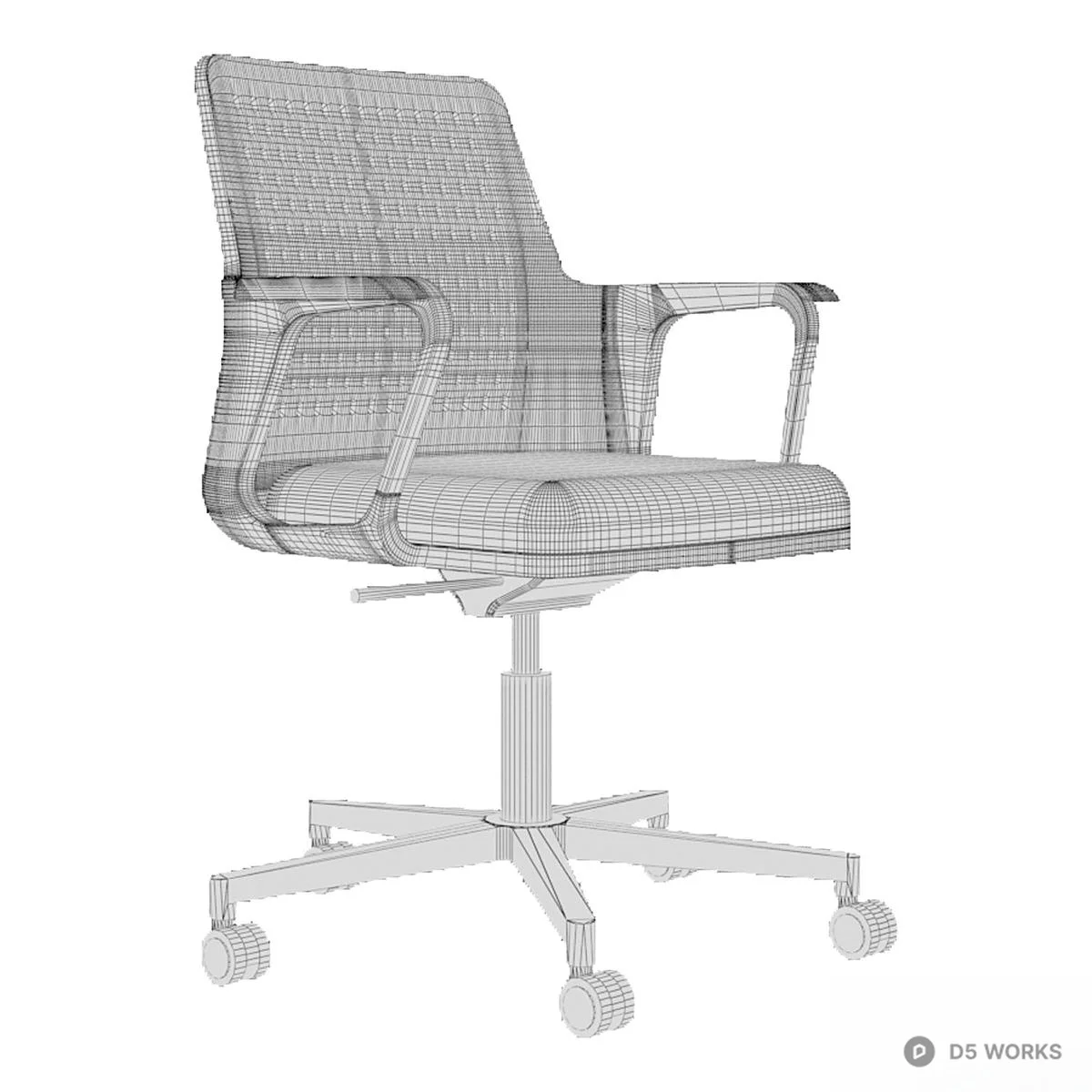 Perforated Back Office Chair With Orange Cushion 3d model thumbnail 3
