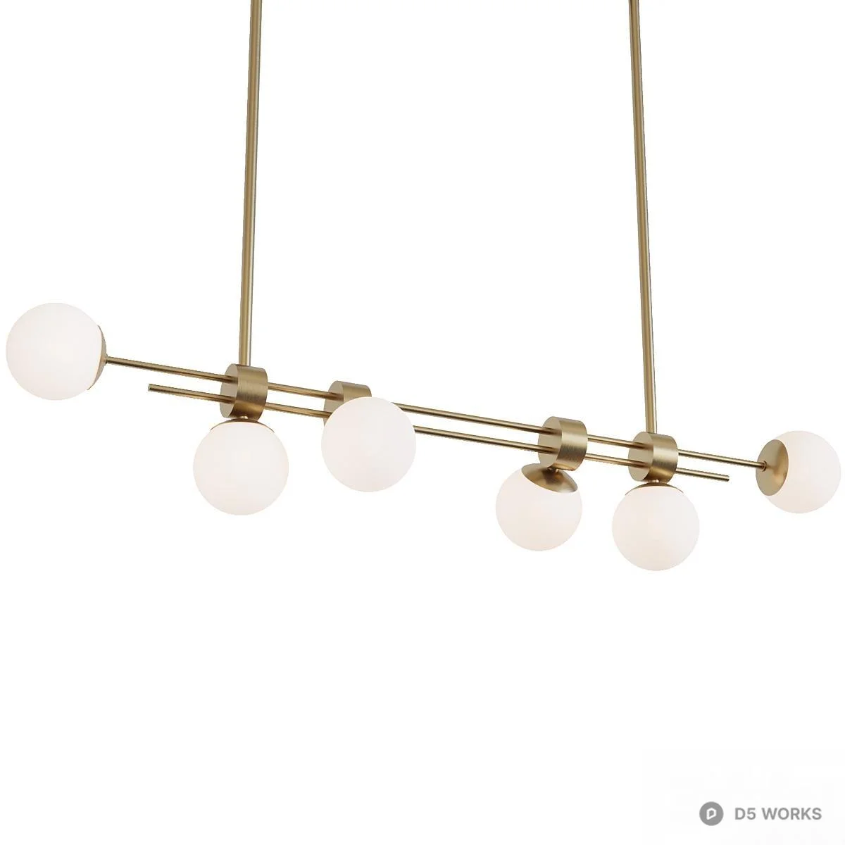 Modern Brass Linear Pendant Light 3d model thumbnail 3