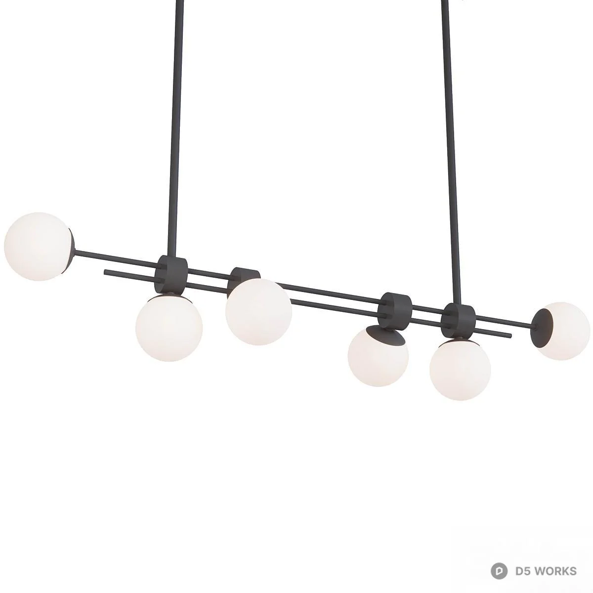 Modern Brass Linear Pendant Light 3d model thumbnail 4