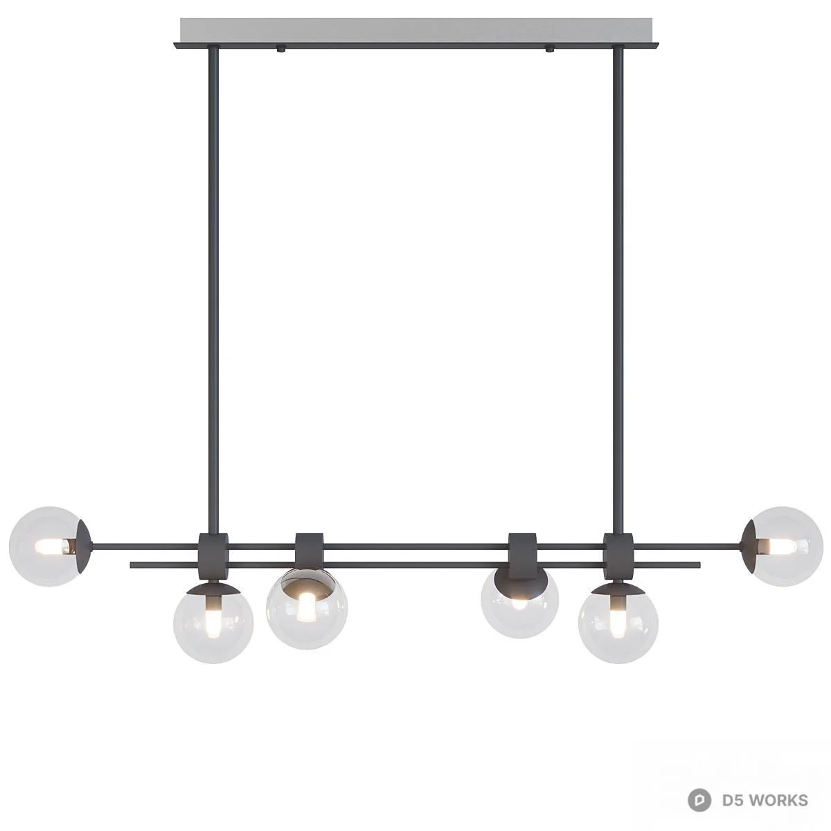 Modern Brass Linear Pendant Light 3d model thumbnail 2