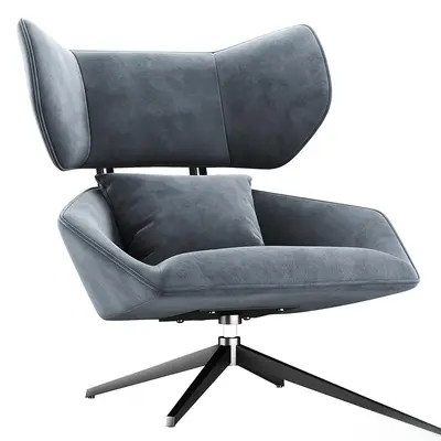 Velvet Upholstered Swivel Lounge Chair 3d model