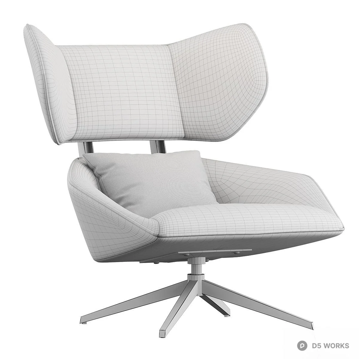Velvet Upholstered Swivel Lounge Chair 3d model thumbnail 3