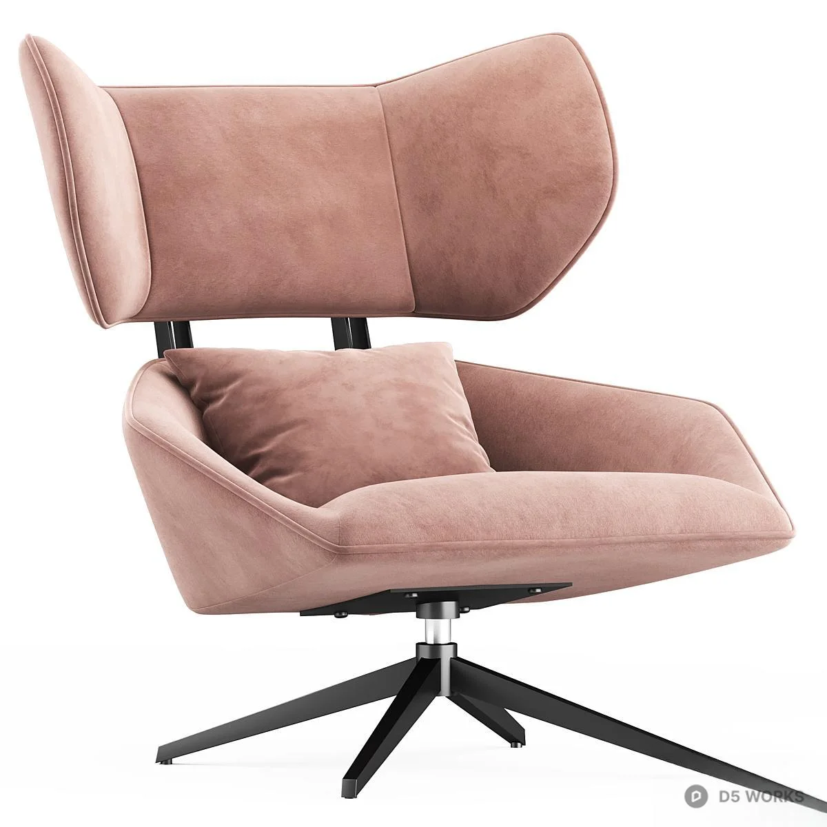 Velvet Upholstered Swivel Lounge Chair 3d model thumbnail 2