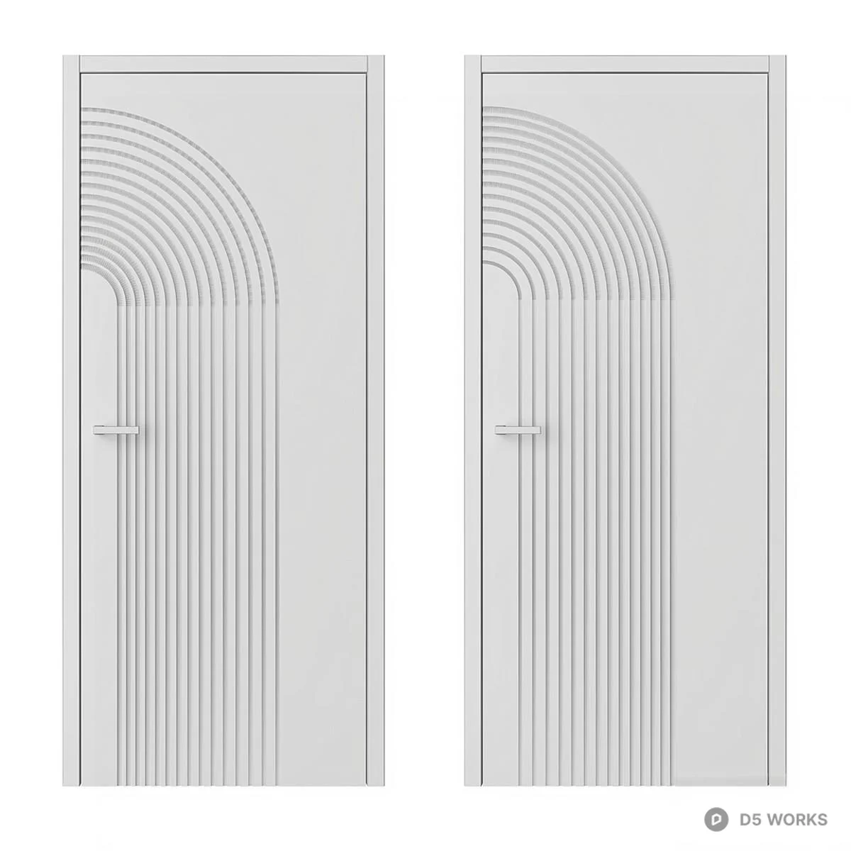 Minimalist Grooved Panel Door With Brass Handle 3d model thumbnail 2