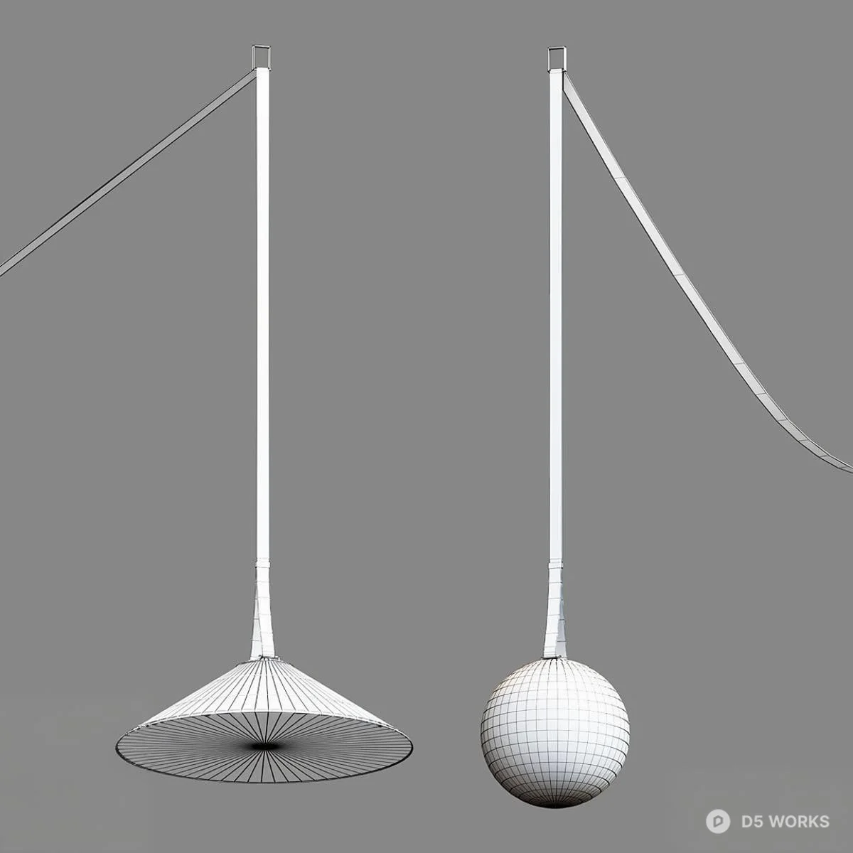 Minimalist Pendant Lamp Set 3d model thumbnail 2
