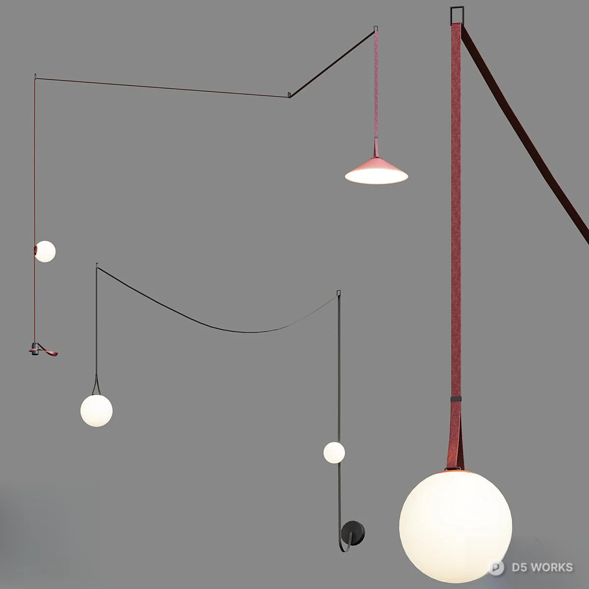 Minimalist Pendant Lamp Set 3d model - Image 1