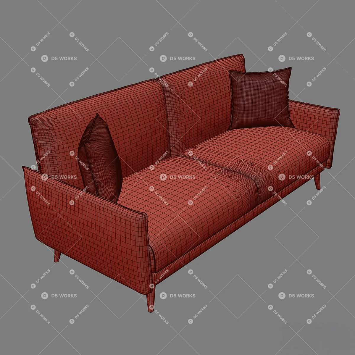 Three-seater Sofa 3d model thumbnail 6