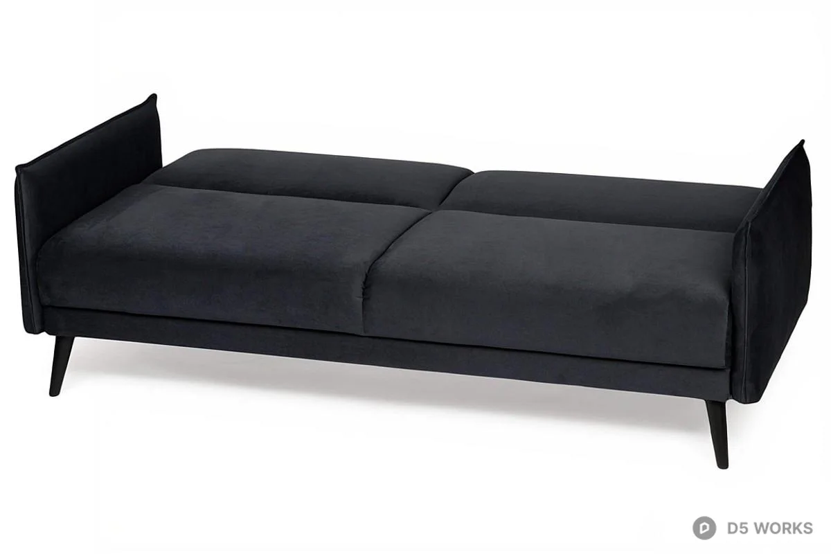 Minimalist Black Fabric Three-Seater Sofa 3d model thumbnail 5