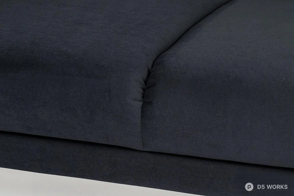 Minimalist Black Fabric Three-Seater Sofa 3d model thumbnail 3