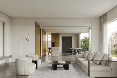 Minimalist Open Plan Living Dining Space 3d model