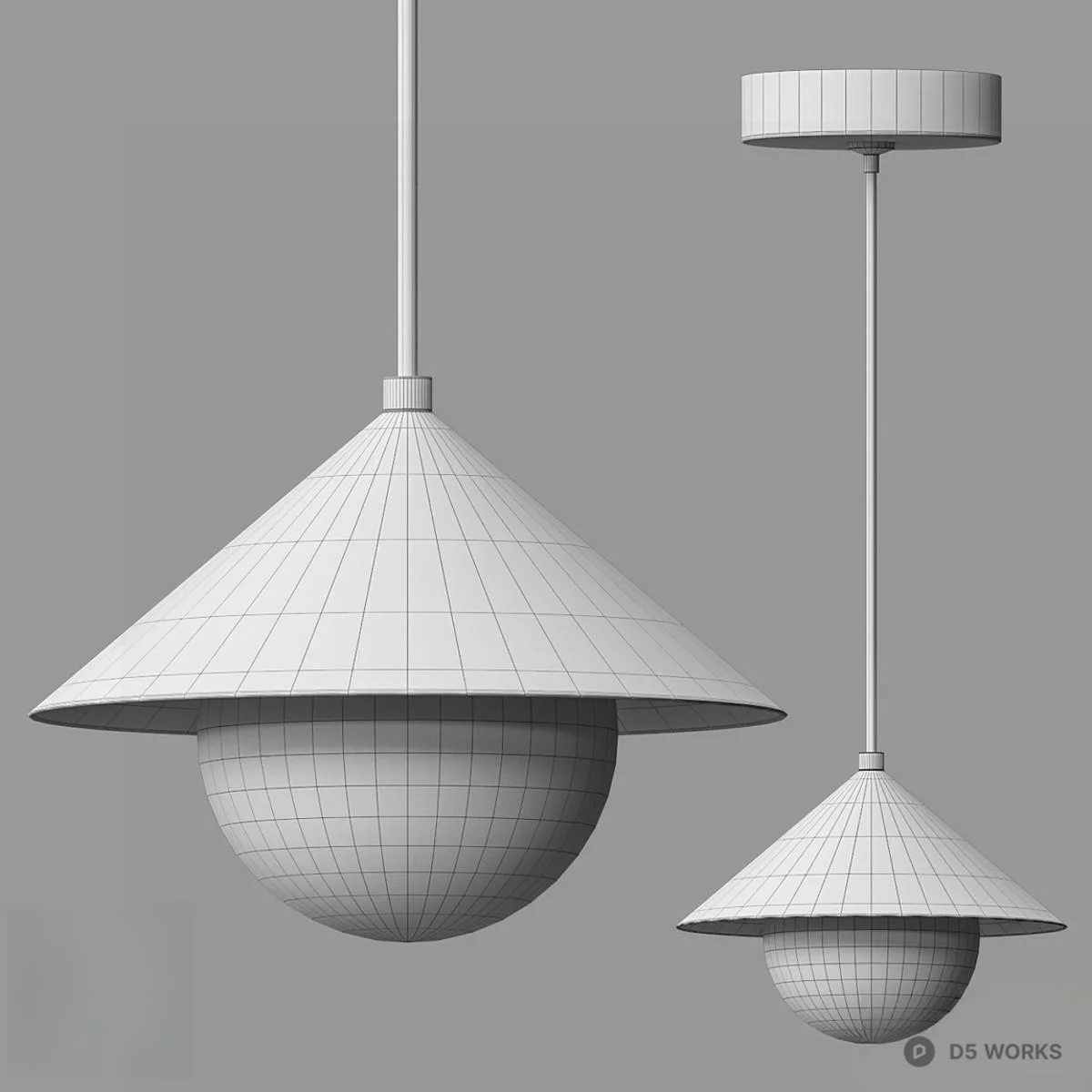 Minimalist Cone Pendant Lamp 3d model thumbnail 2