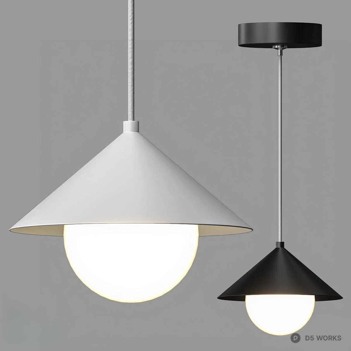 Minimalist Cone Pendant Lamp 3d model - Image 1