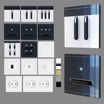 Modern Glass Panel Switch Set 3d model