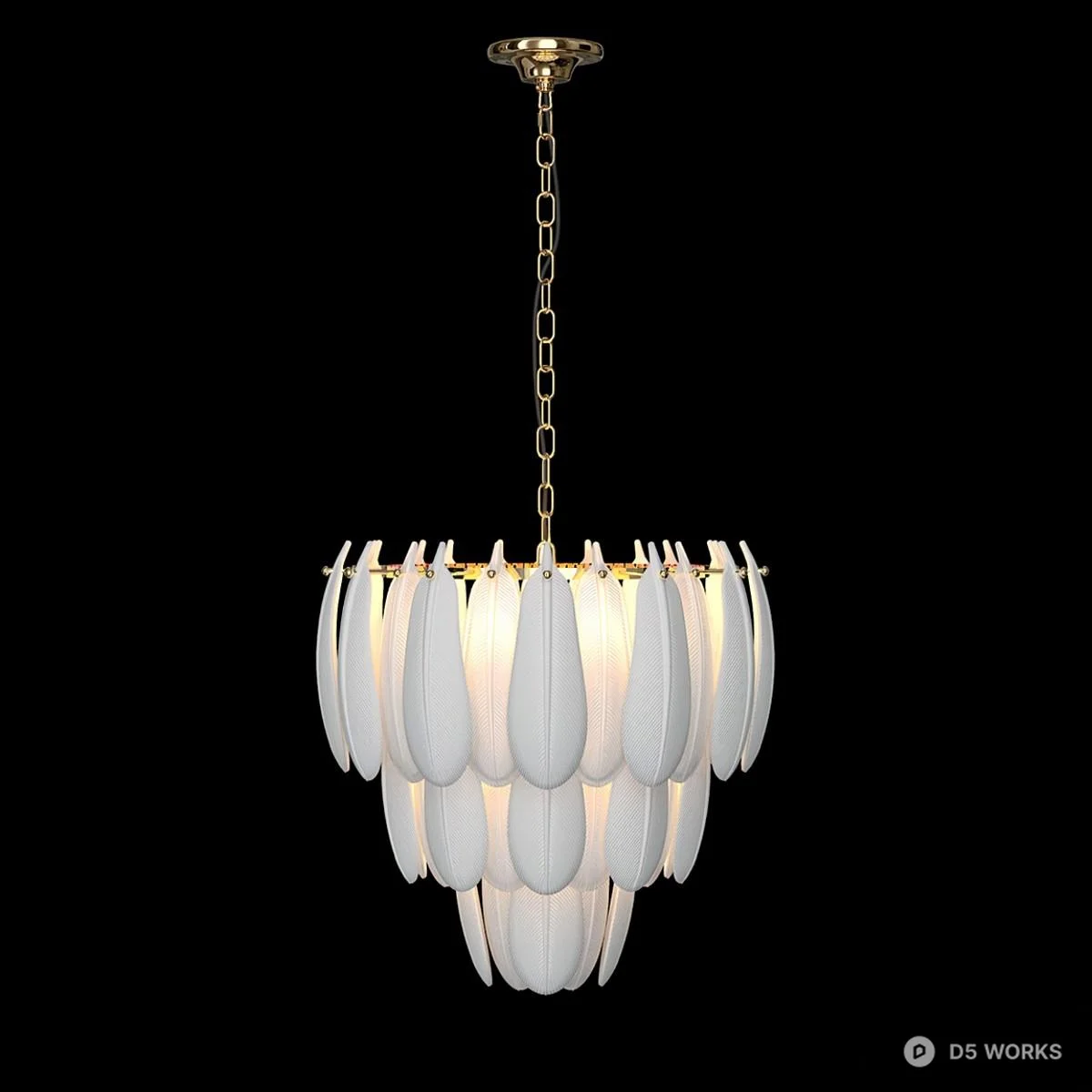 Feather-Style Layered Pendant Light 3d model thumbnail 3