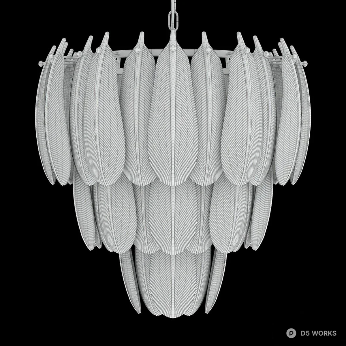 Feather-Style Layered Pendant Light 3d model thumbnail 4