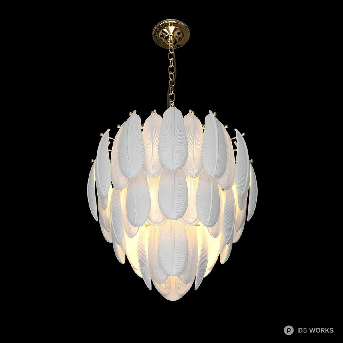 Feather-Style Layered Pendant Light 3d model thumbnail 2