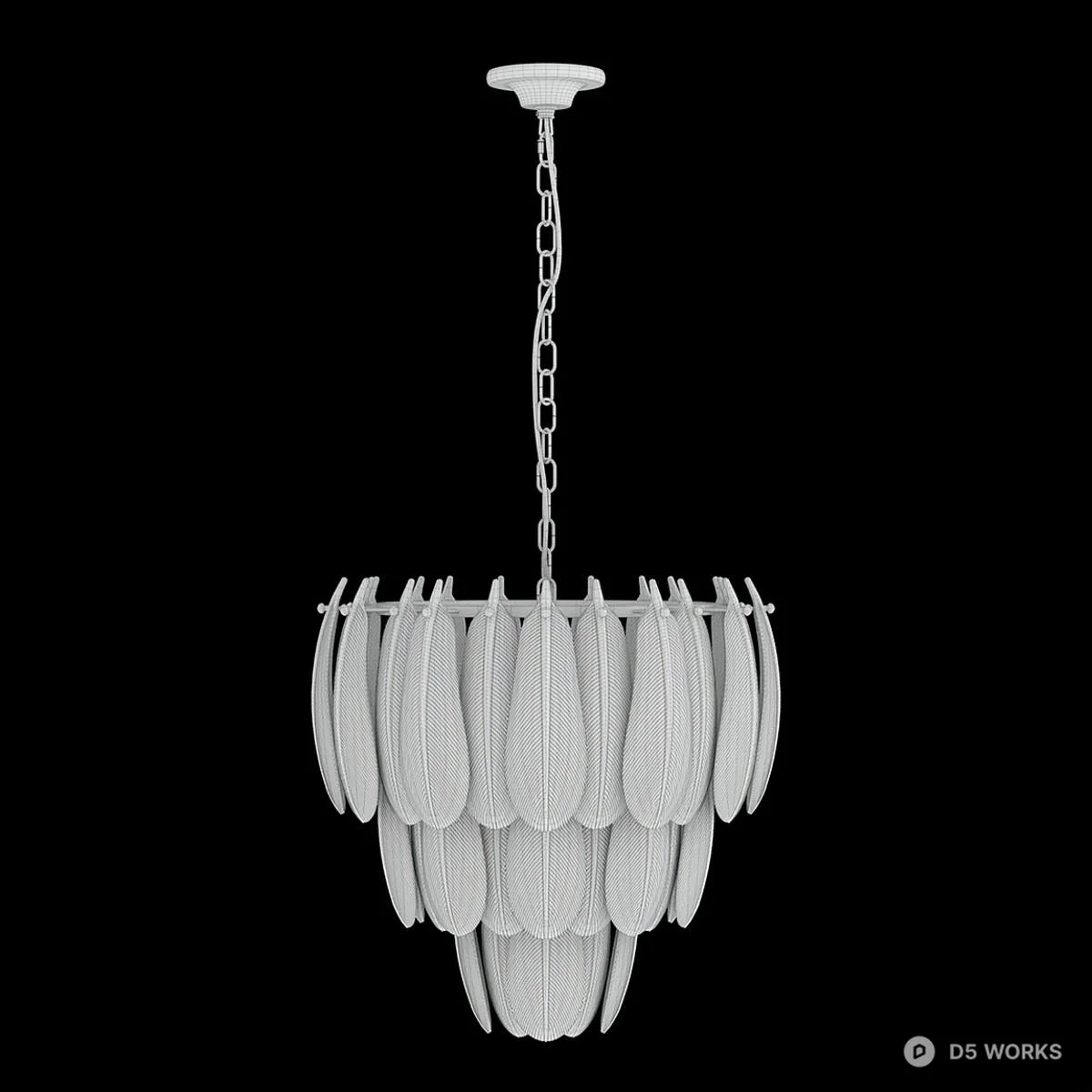 Feather-Style Layered Pendant Light 3d model thumbnail 5