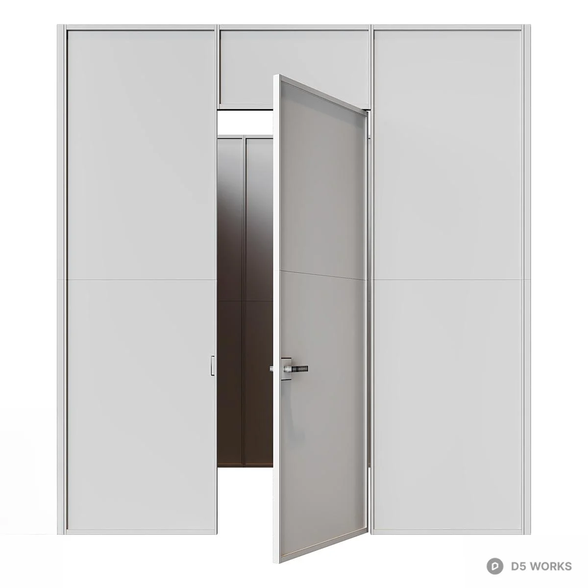 Minimalist Single Door With Frame 3d model thumbnail 3