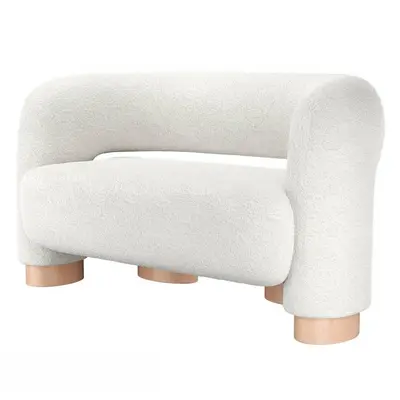 Bouclé Fabric Three-Seater Sofa With Wooden Legs 3d model