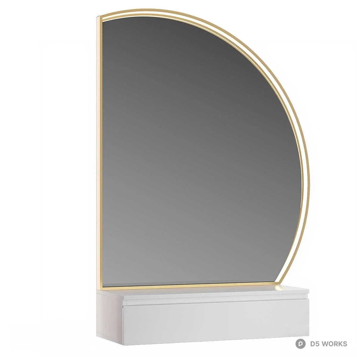 Arched Mirror With Gold Frame 3d model - Image 1