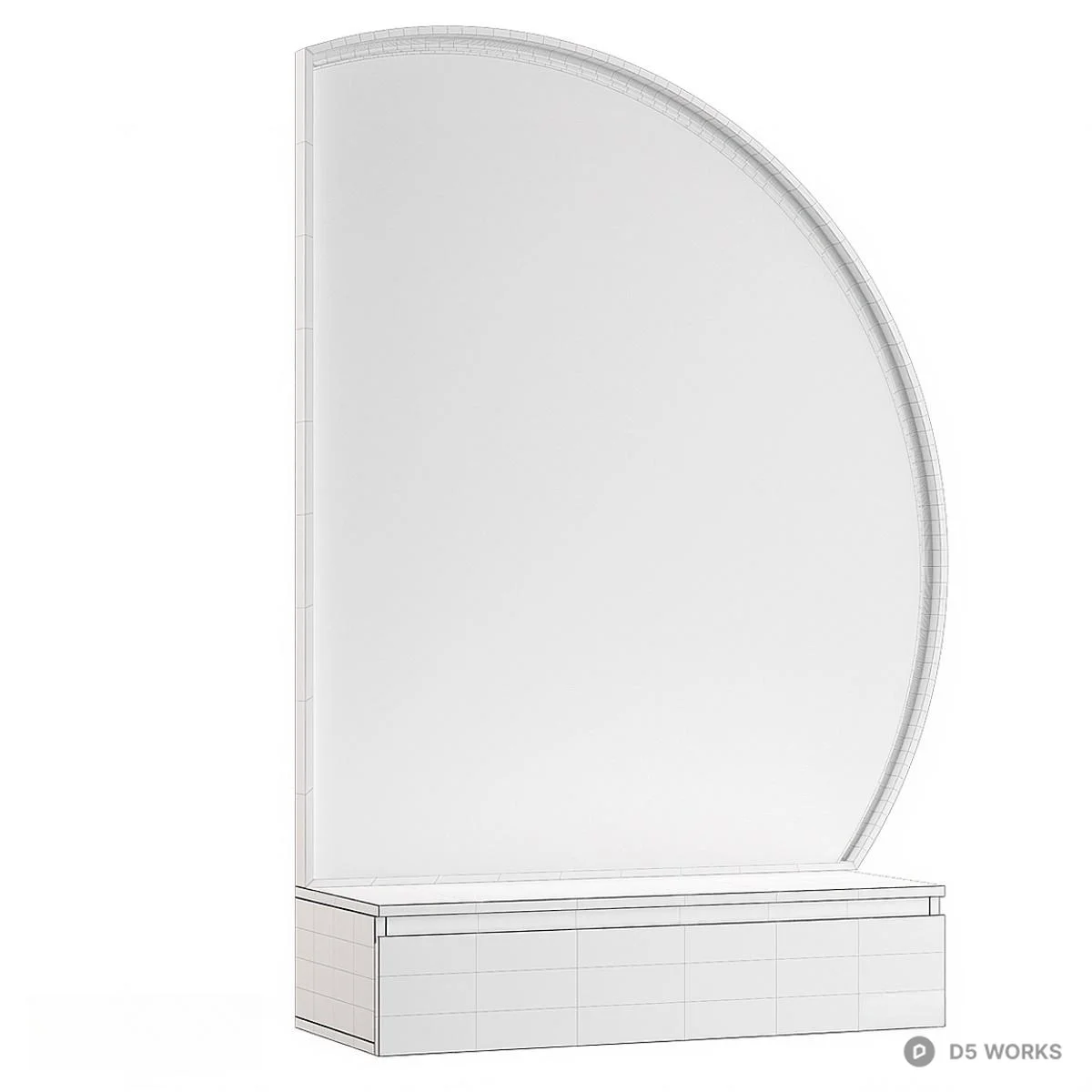 Arched Mirror With Gold Frame 3d model thumbnail 2
