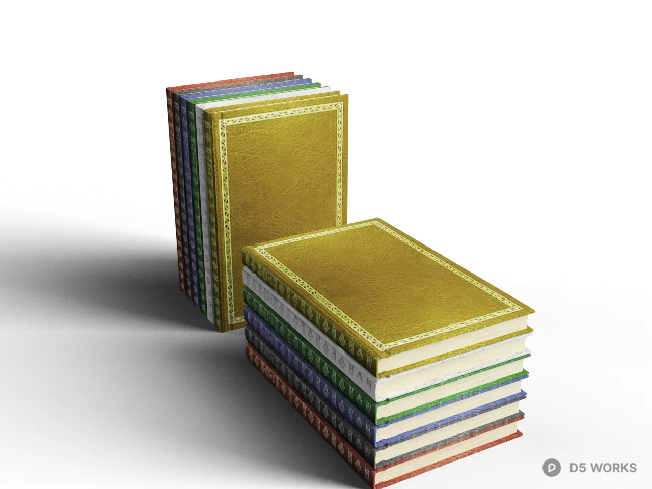 Stacked Hardcover Books With Gilded Edges 3d model - Image 1